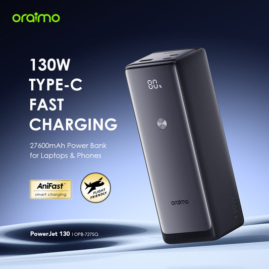 Oraimo PowerJet 130 – 130W 27600mAh, Laptop, Phones - Fast Charging