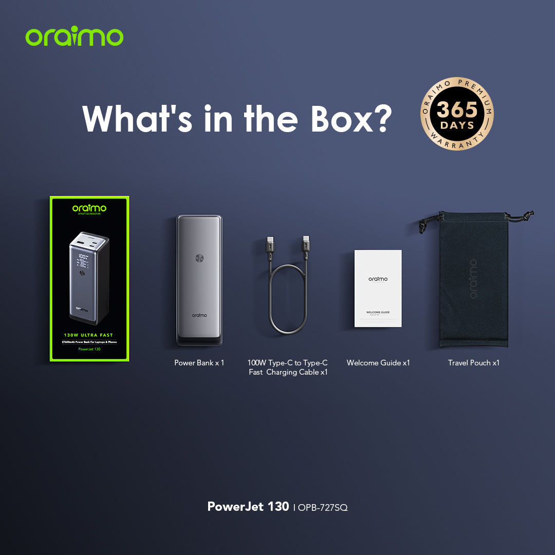 Oraimo PowerJet 130 – 130W 27600mAh, Laptop, Phones - Fast Charging