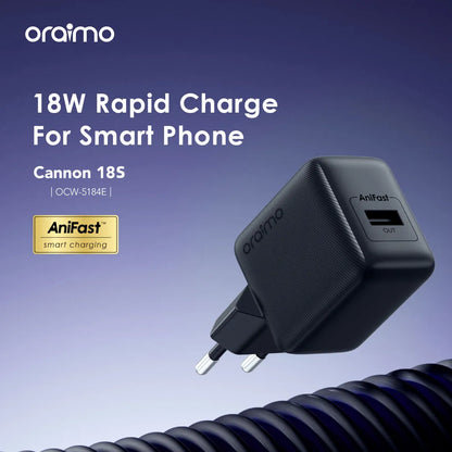 Oraimo Cannon 18S 18W Wall Charger + Usb - Lightning Black