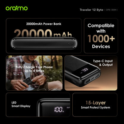 Oraimo Traveler 12 Byte 20000mAh 12W Power Bank