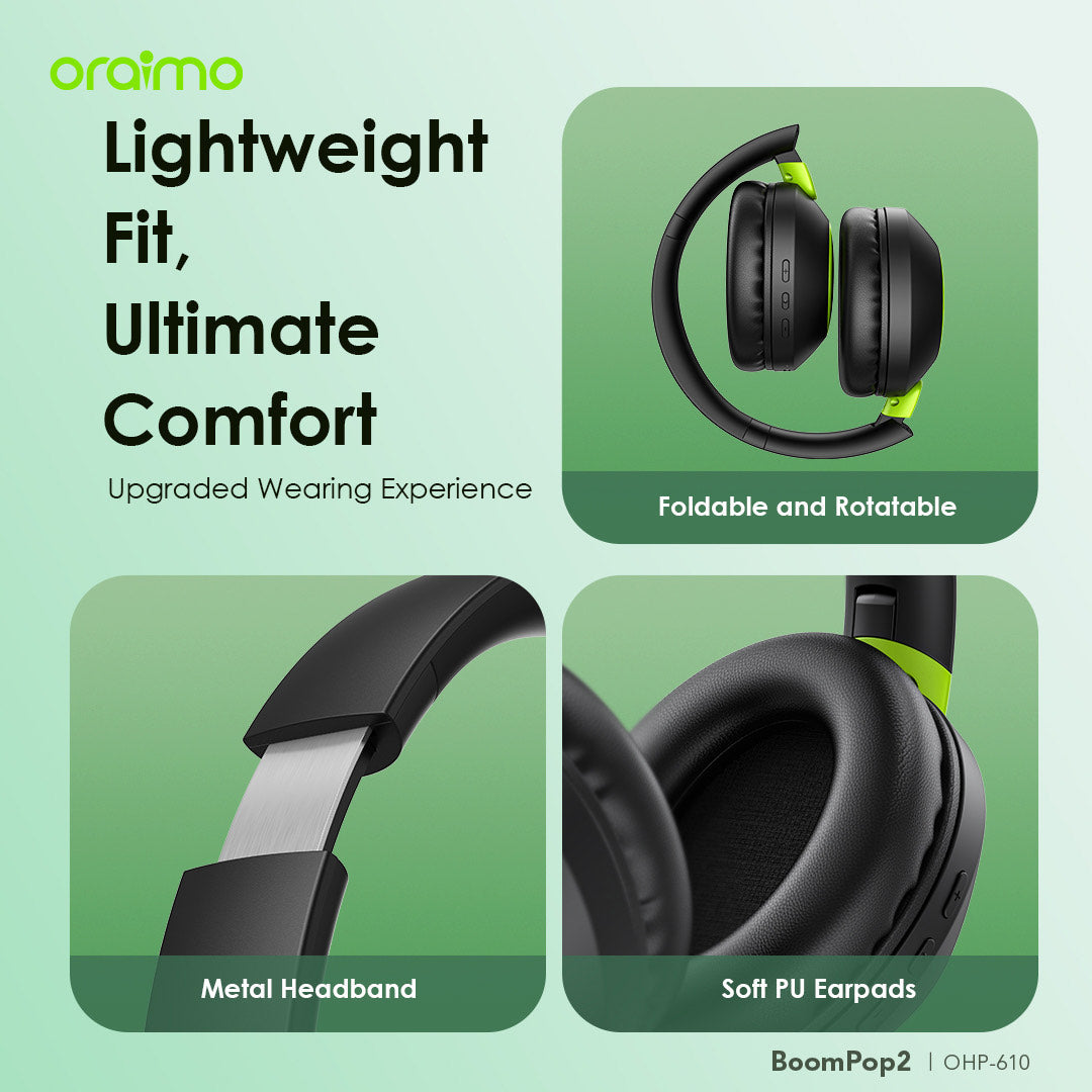Oraimo BoomPop 2 – 60h Battery, Bass Boost, ENC Mic & Dual Connection