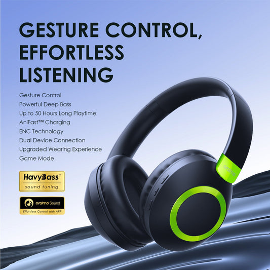 Oraimo BoomPop 2S – Gesture Control, 60h Battery, Bass Boost & ENC Mic