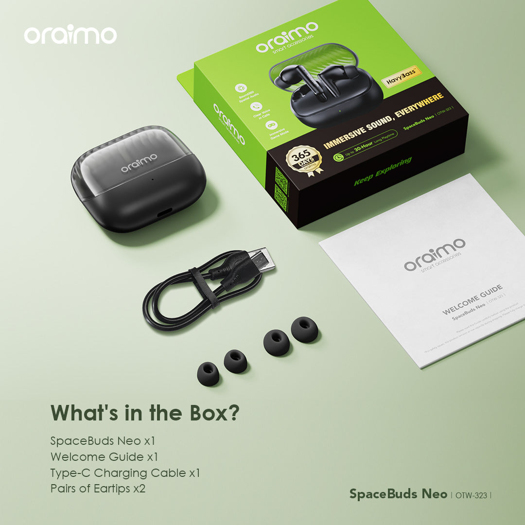 Oraimo SpaceBuds Neo – BT 5.4, 30h Battery & ENC
