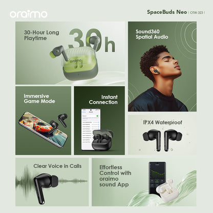 Oraimo SpaceBuds Neo – BT 5.4, 30h Battery & ENC