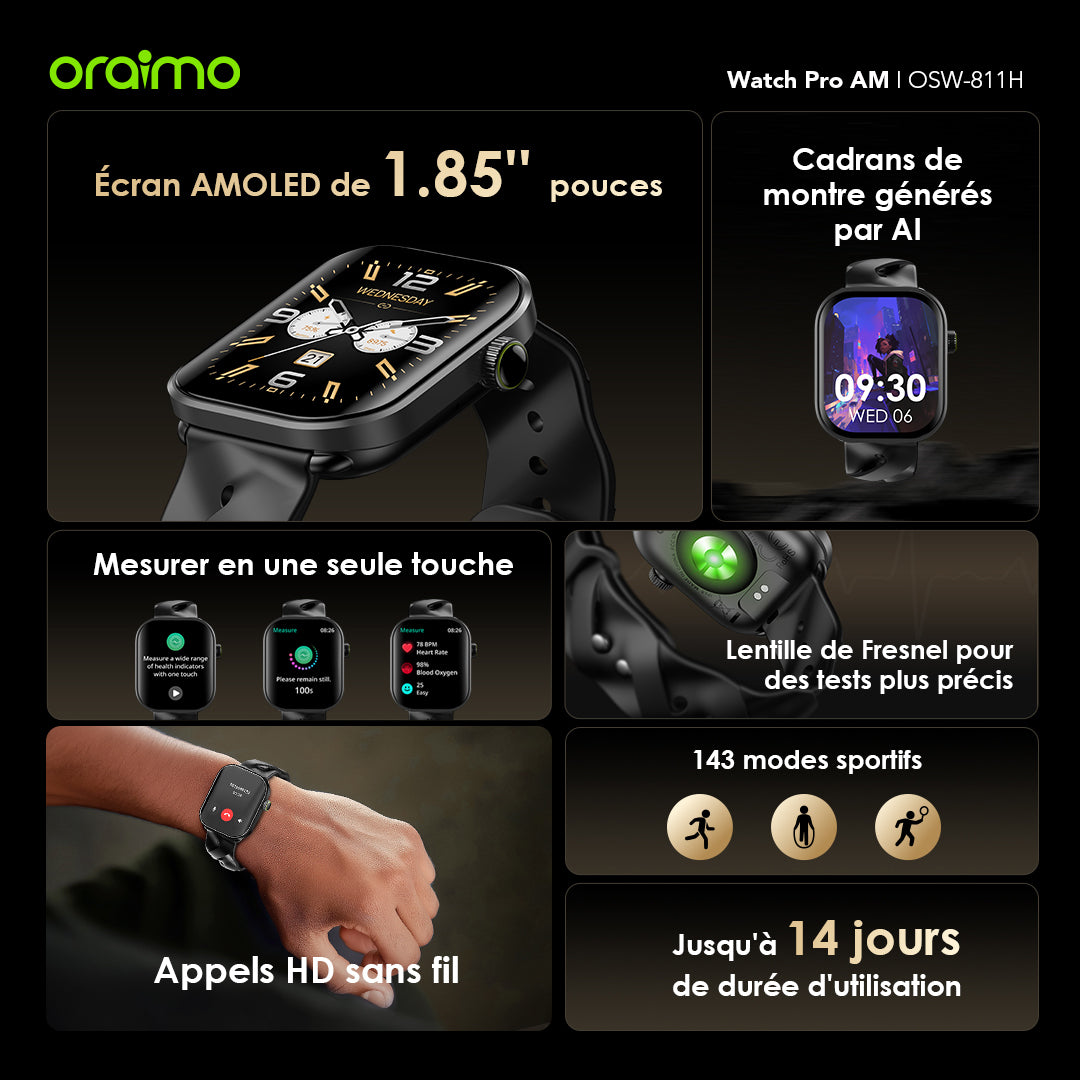 Watch Pro AM – 1.85" AMOLED, Bluetooth Calls, 14-Day Battery
