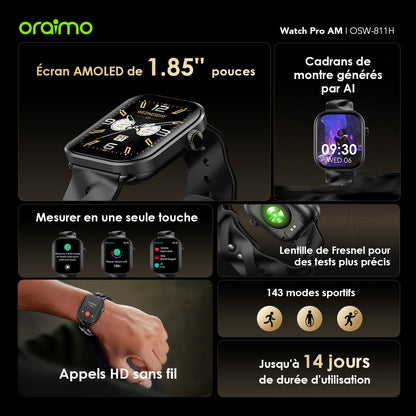 Watch Pro AM – 1.85" AMOLED, Bluetooth Calls, 14-Day Battery