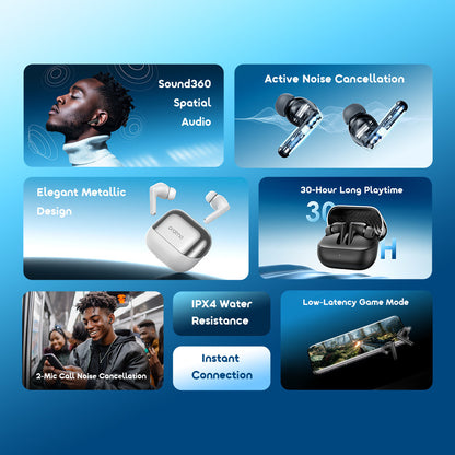 Oraimo SpaceBuds Neo+, ANC, 30h Playtime & Sound360™ Spatial Audio