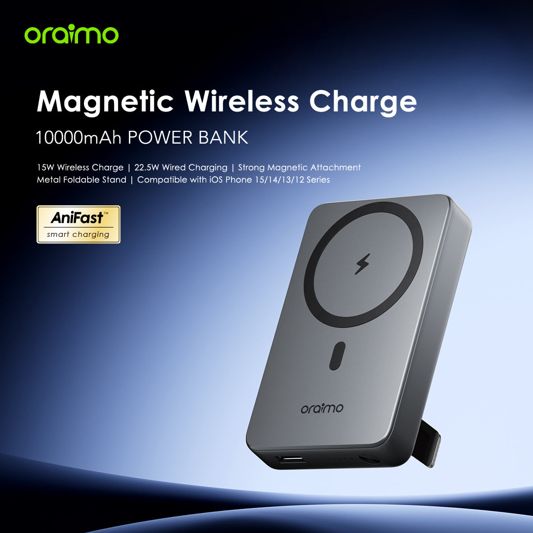 Oraimo MagPower 15 – Magnetic 10000mAh Power Bank with 15W Wireless & 22.5W Wired Charging