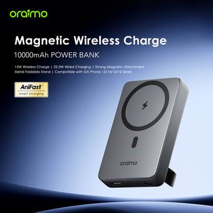 Oraimo MagPower 15 – Magnetic 10000mAh Power Bank with 15W Wireless & 22.5W Wired Charging