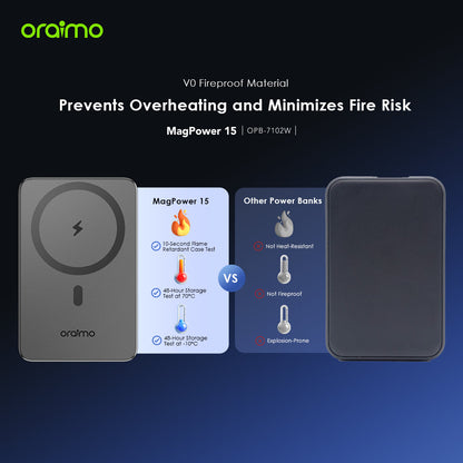 Oraimo MagPower 15 – Magnetic 10000mAh Power Bank with 15W Wireless & 22.5W Wired Charging