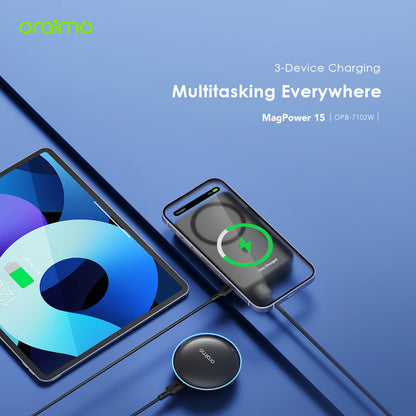Oraimo MagPower 15 – Magnetic 10000mAh Power Bank with 15W Wireless & 22.5W Wired Charging