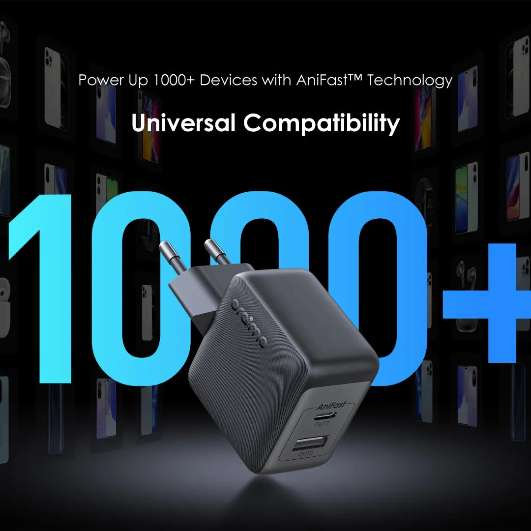 Oraimo PowerCube 33 Pro – 33W Dual-Port GaN Fast Charger with 60W USB-A to USB-C Cable