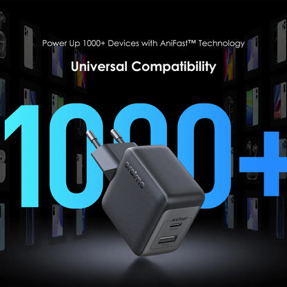 Oraimo PowerCube 33 Pro – 33W Dual-Port GaN Fast Charger with 60W USB-A to USB-C Cable